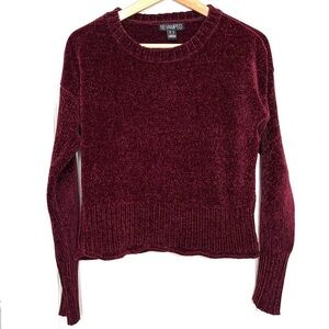 Revamped Burgundy Chenille Crewneck Sweater M Cozy Trendy Knit Deep Red Wine Red